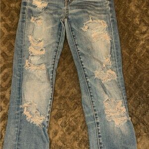 American Eagle Outfitters Light Blue Distressed Jeans